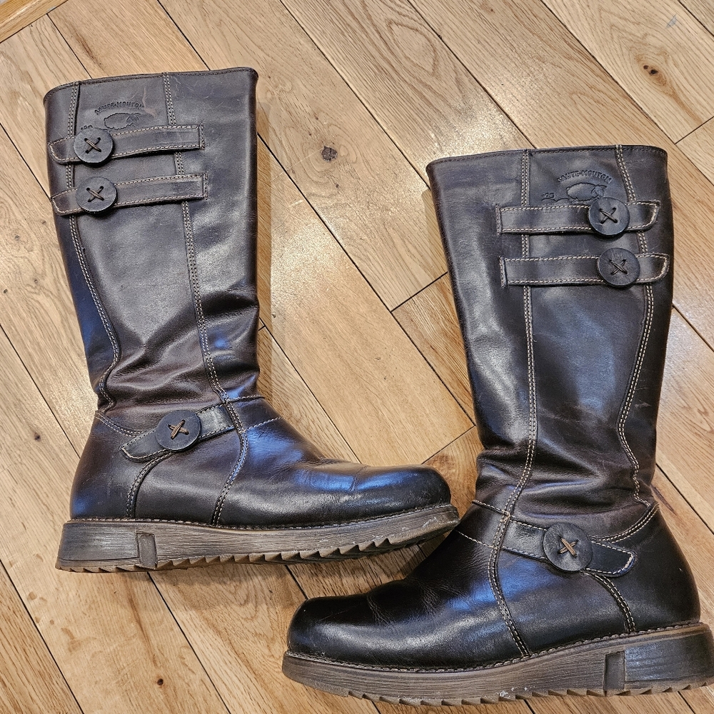 High Boots Vintage Saute-Mouton Handmade Canada Brown Leather Wool  Size 36